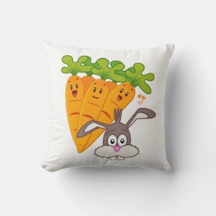 Throw Pillow Carrots Rabbit Kissen