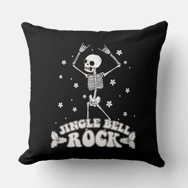 Throw Pillow Christmas Skeleton Black Kissen (Vorderseite)