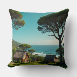 Throw Pillow Coastal Harmony: Homes, Trees & Endle Kissen