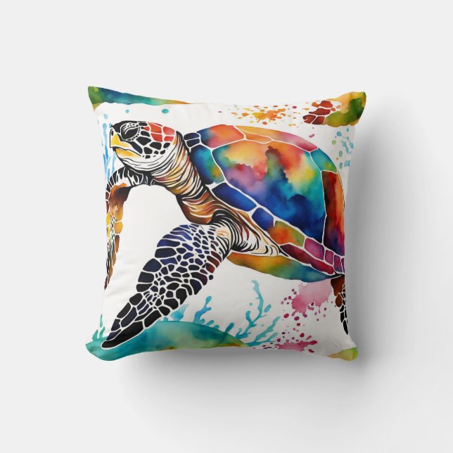 Throw Pillow Colorful Seaturtle Kissen (Vorderseite)