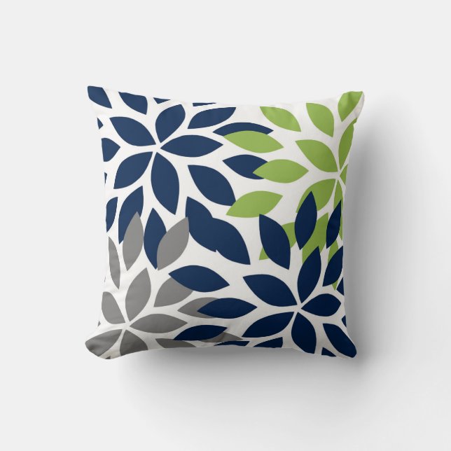 Throw Pillow Dahlia Navy Green Kissen (Vorderseite)