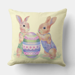 Throw Pillow Egg Bunnies Kissen