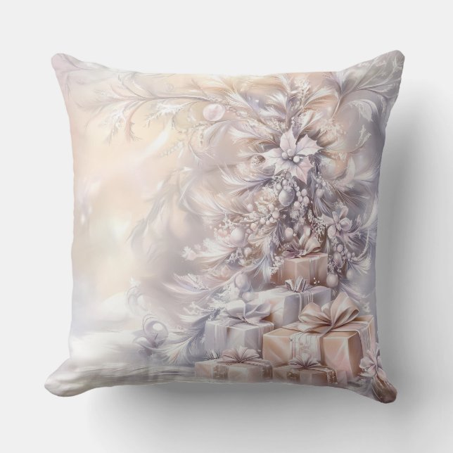 Throw Pillow-Elegant White Christmas Throw Pillow Kissen (Vorderseite)