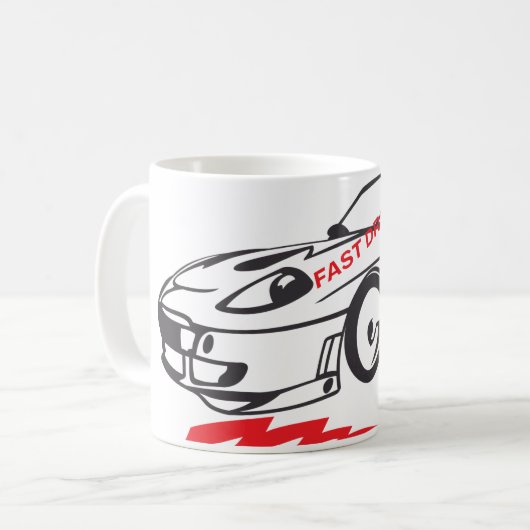 Throw Pillow Fast Dreams –Racing Car Pillow Design Kaffeetasse (Vorderseite Links)