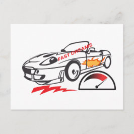 Throw Pillow Fast Dreams –Racing Car Pillow Design Postkarte