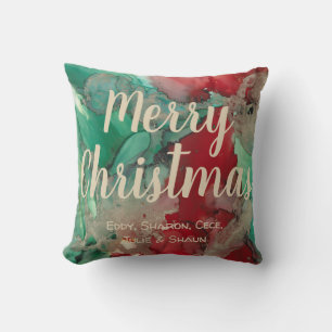 Throw Pillow Frohe Weihnachten bunt Reds/Grüntöne Kissen