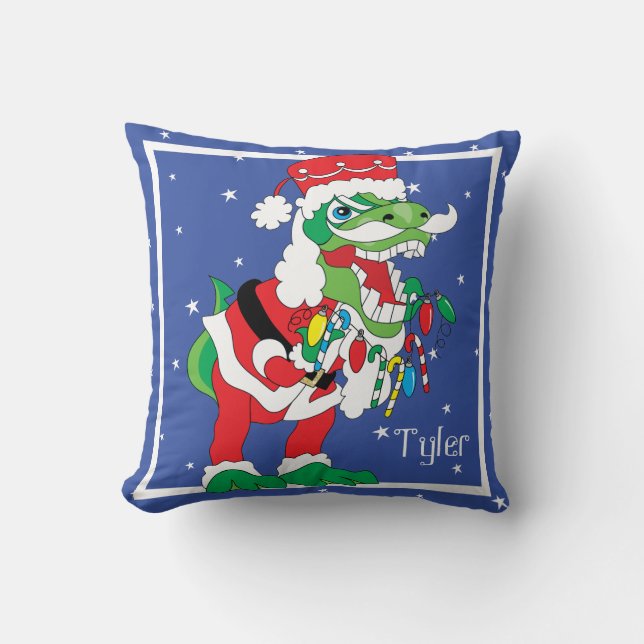 Throw Pillow Frory Christmas TySANTAsaurus Rex 2 Kissen (Vorderseite)