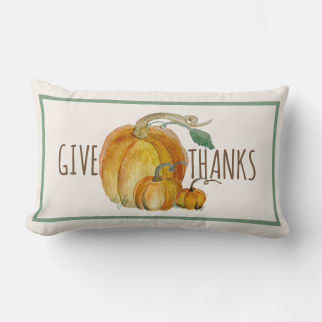 Throw Pillow: Give Thanks Pumpkin Harvest Blessing Lendenkissen (Vorderseite)