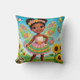 THROW PILLOW - "GLÜCKLICHE FAIRE MIT SONNENBLUMEN" KISSEN