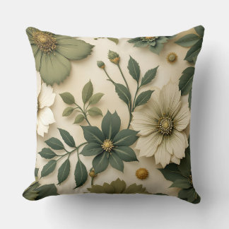 Throw pillow green flowers pattern style kissen