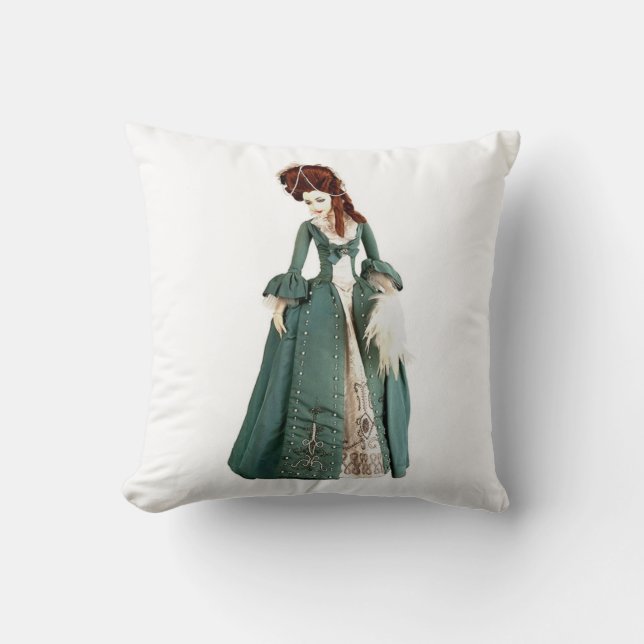 Throw Pillow Green Viktorianisch Woman Kissen (Vorderseite)