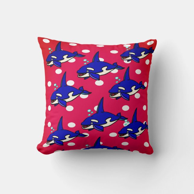 Throw Pillow Haie Red Blue Kissen (Vorderseite)