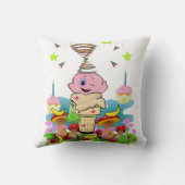 Throw Pillow, Happy Birthday Pink Cupcake Kissen (Rückseite)