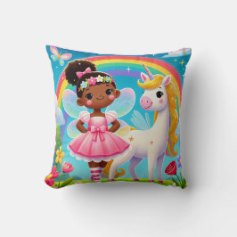 THROW PILLOW - "HAPPY FAIRY WITH UNICORN" KISSEN
