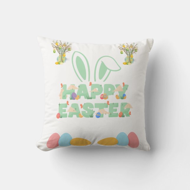 Throw Pillow Happy Oaster Kissen (Vorderseite)