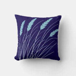 Throw pillow in navy with beach grass design kissen