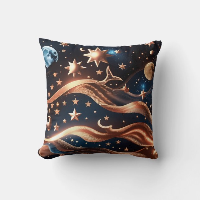 Throw Pillow – Luxury Bronze Celestial Moon Kissen (Vorderseite)