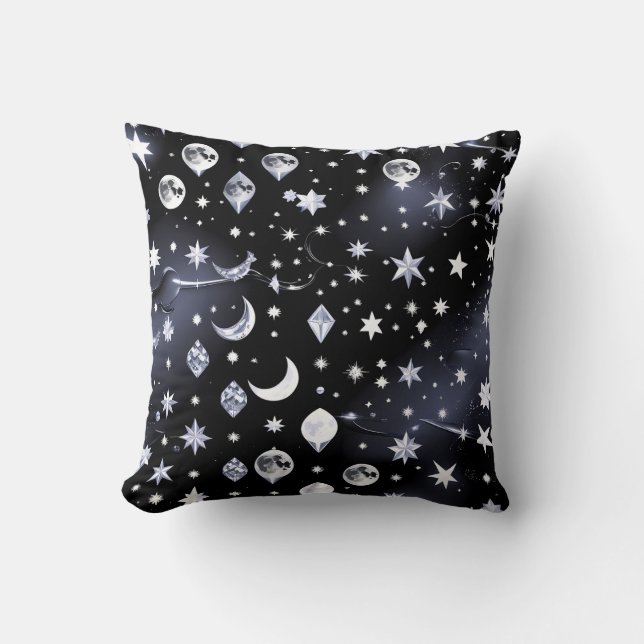 Throw Pillow – Luxury Onyx Celestial Moon Kissen (Vorderseite)