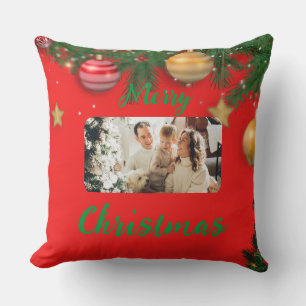 Throw Pillow Merry Cristmas, Foto der Familie Kissen
