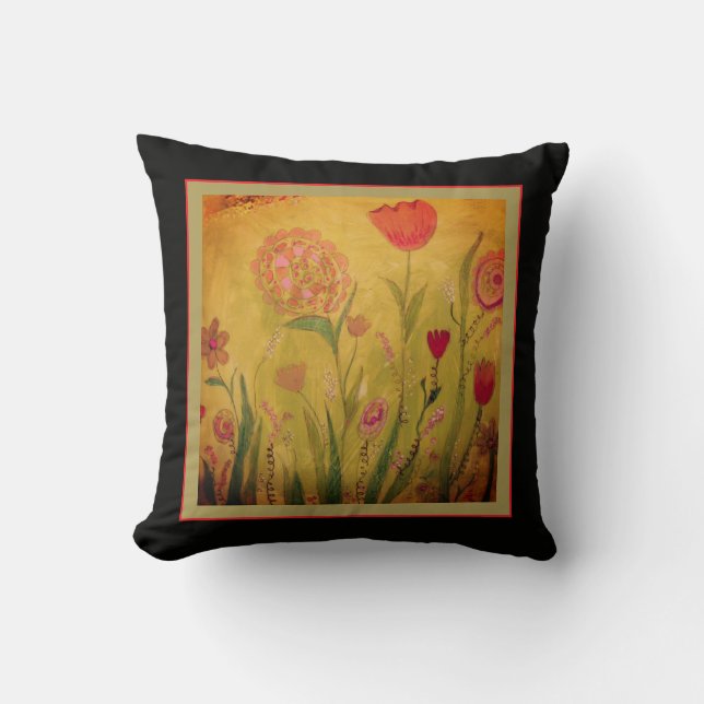 Throw Pillow - Mixed Media Flowers-2 Kissen (Vorderseite)