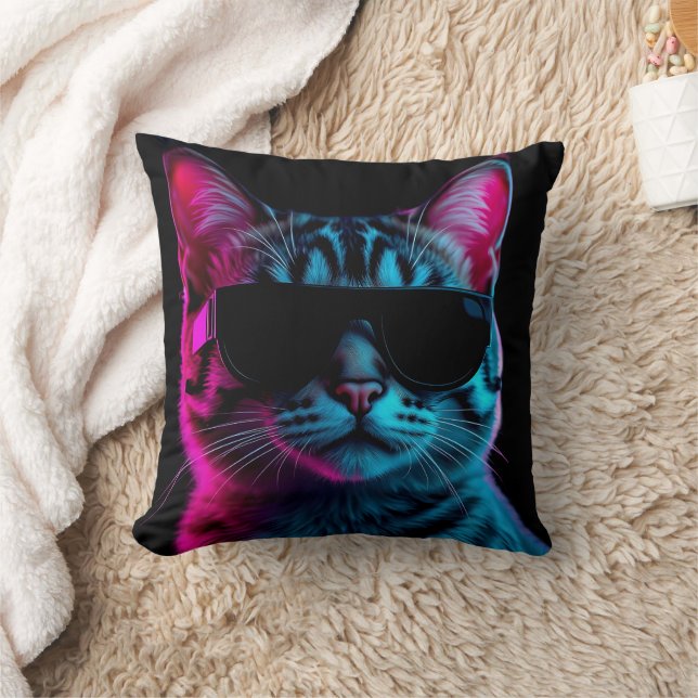 Throw pillow neon cat kissen (Decke)