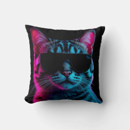 Throw pillow neon cat kissen