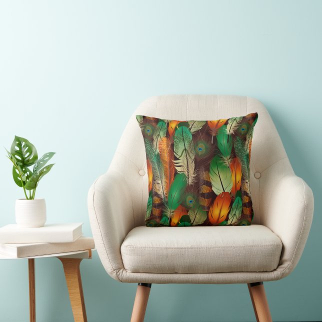 Throw Pillow Peacock Feathers Kissen (Stuhl )