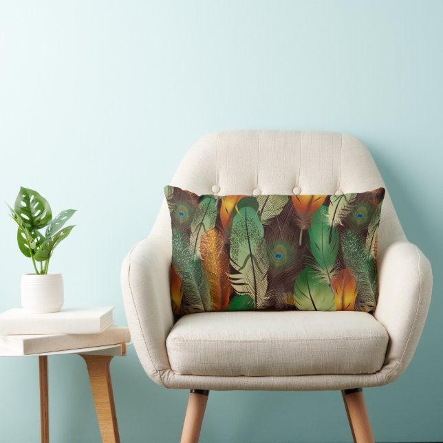 Throw Pillow Peacock Feathers Lendenkissen (Stuhl )