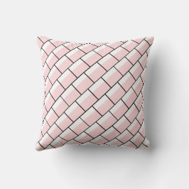 Throw Pillow Pink & White Thin Black Stripe Square Kissen