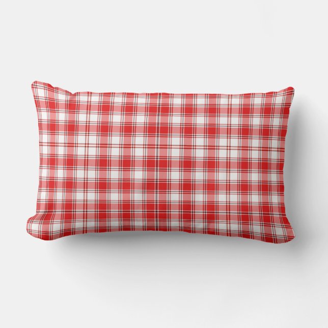 Throw Pillow-Red Kariert Lendenkissen (Vorderseite)