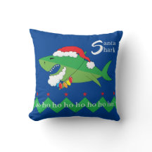 Throw Pillow Santa Shark Christmas