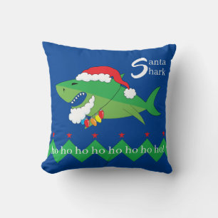 Throw Pillow Santa Shark Christmas Kissen