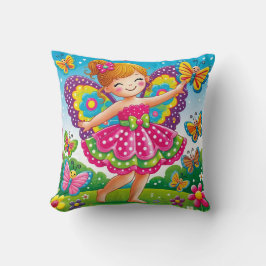 THROW PILLOW - "SMILING FAIRY with BUTTERFLIES" Kissen