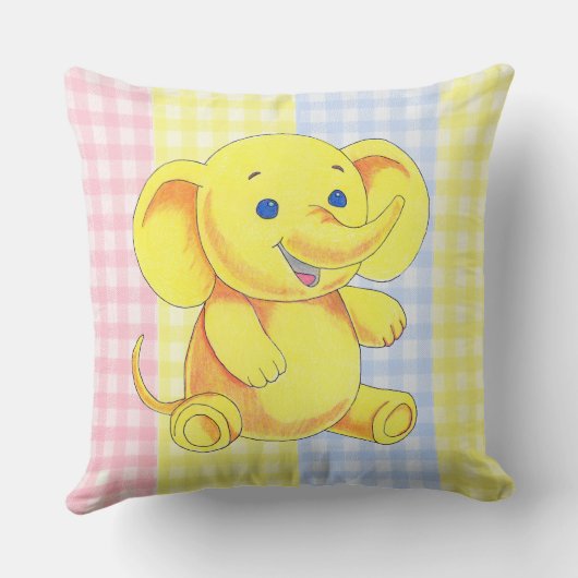 Throw Pillow Toy Elephant Gingham Kissen (Rückseite)
