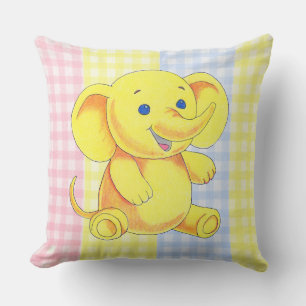 Throw Pillow Toy Elephant Gingham Kissen