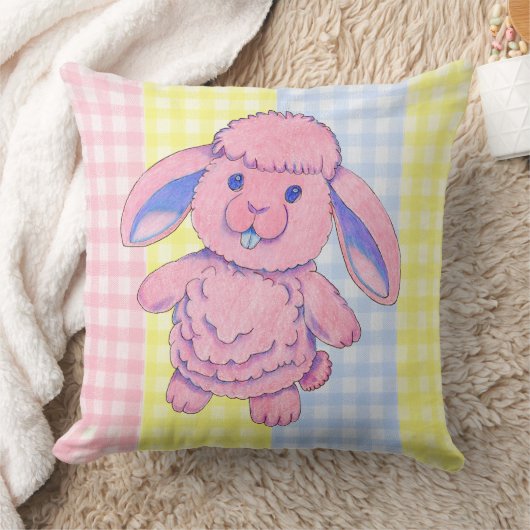Throw Pillow Toy Rabbit Gingham Kissen (Decke)