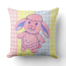 Throw Pillow Toy Rabbit Gingham