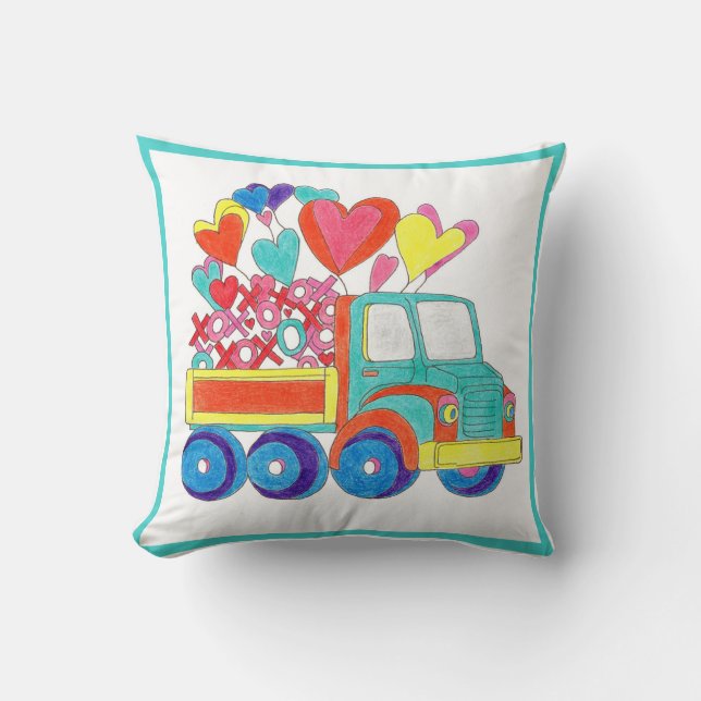 Throw Pillow Truck Herz Kissen (Vorderseite)