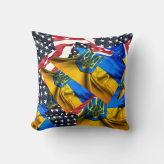 Throw Pillow ukrainian american flagge wir sind im Kissen
