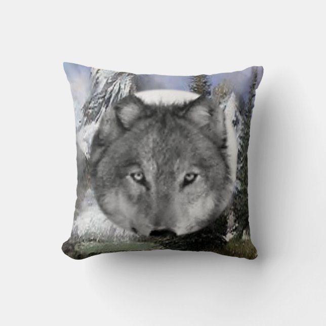 Throw Pillow Wolf Kissen (Vorderseite)