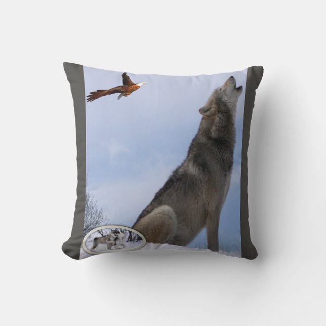 Throw Pillow Wolf Kissen (Vorderseite)