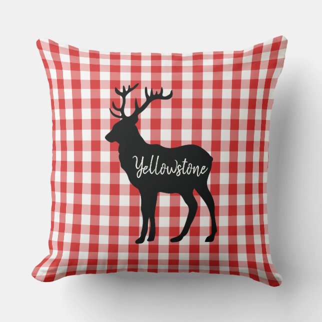 Throw Pillow-Yellowstone-Elch Kissen (Vorderseite)