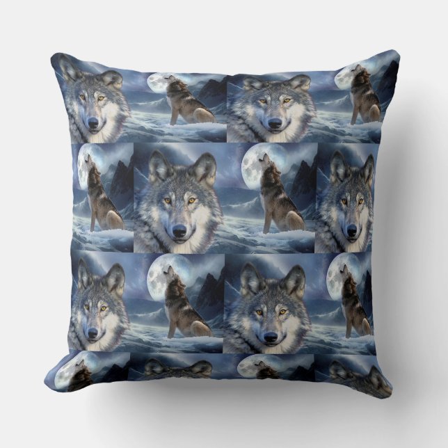 Throw Pillow-Yellowstone Wolf Kissen (Vorderseite)
