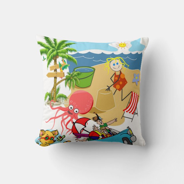 Throw Pillows Beach Fun Octopus Kissen (Vorderseite)