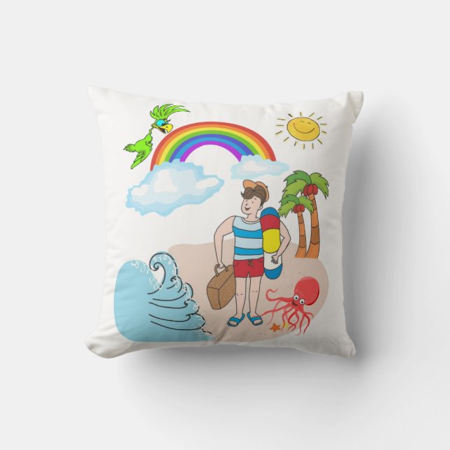 Throw Pillows Beach Fun Octopus Kissen (Vorderseite)
