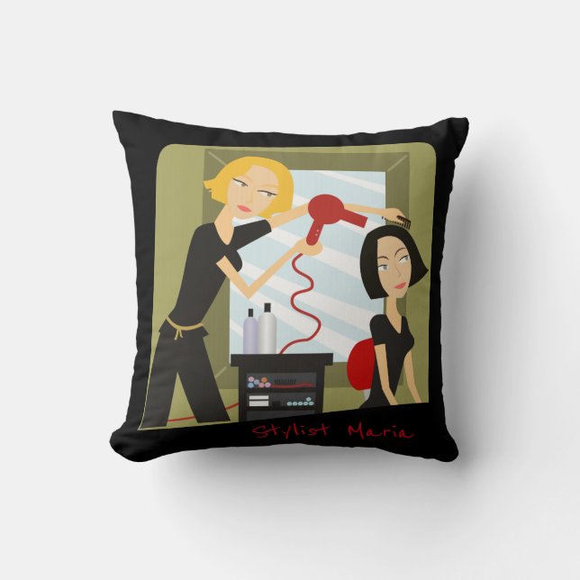 Throw Pillows Black Stylist Barber Kissen (Vorderseite)