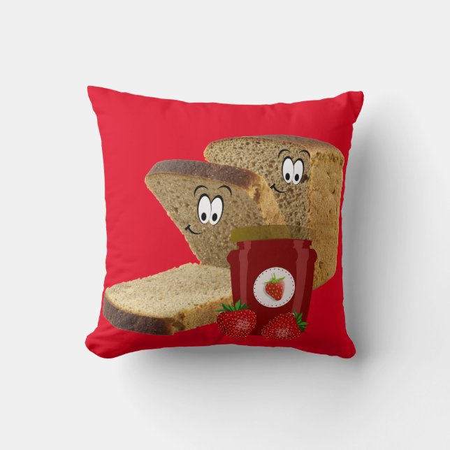 Throw Pillows Red Toast Brot Strawberry Jam Kissen (Vorderseite)