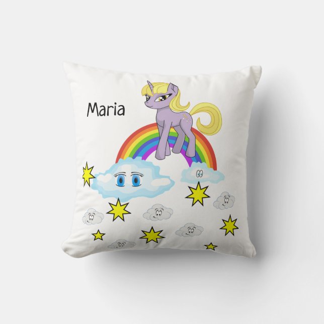 Throw Pony Rainbow Clouds Stars Kissen (Vorderseite)