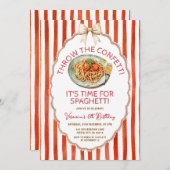 Throw The Confetti Time for Spaghetti Birthday Einladung (Vorne/Hinten)