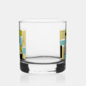 Throwback Aqua Blue Yellow Rectangles Mid Century Whiskyglas (Links)